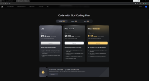 Selecting the GLM Coding Lite plan